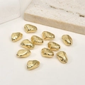 Irregular 14k gold-plated brass beads with textured surface for DIY jewelry making - Dark Textured Stone Style (H-77) / 1 Piece (14.3x8.9mm) / Gold