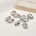 Detailed macro view of silver irregular lava texture beads for DIY jewelry making - Dark Textured Stone Style (H-77) / 1 Piece (14.3x8.9mm) / Silver