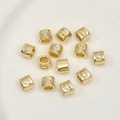 Perle a lettere placcate oro 14k con zirconi cubici per creazione gioielli fai-da-te - Numero 0 6.5*5.2mm