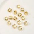 Macro detail of gold-plated cylinder spacer beads with pavé zircon number 5 for DIY jewelry - Number 5 / 1 Piece (Approx. 6.5x5.2mm)