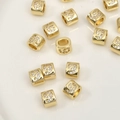 Macro detail of a 14k gold plated spacer bead with white zircon numbers for DIY jewelry - Number 9 / 1 Piece (Approx. 6.5x5.2mm)
