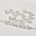 Distanziatori a fiore in argento per bracciali fai-da-te con lucentezza e perle bianche - 13# Argento Distanziatore Fiore a Quattro Petali