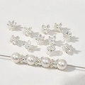 Dettaglio di distanziatori a fiore in argento con perle bianche per gioielli fai-da-te - 16# Argento Distanziatore Pizzo Appuntito