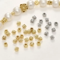 Detail of 14k gold plated flower spacer beads for DIY jewelry making and necklace crafts - 2# Silver Wavy Small Barrel Bead (Approx 3.5*2.9mm)