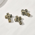 Close-up of Dalmatian Jasper cross charms for DIY jewelry making with pre-drilled holes - #16 Spotted Cross [1 Piece] Approx. 26.4*17.8mm (random Texture)