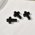 Polierte schwarze Kreuzanhänger für DIY-Schmuck mit seitlichen Bohrlöchern zum Auffädeln - Obsidiankreuz Nr. 17 [1 Stück] Ca. 264 X 178 Mm