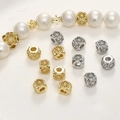 Detail van 14k vergulde bloem tussenkralen voor het maken van handgemaakte sieraden - 8# Zilveren Vierkante Holle Tussenkraal (Ongeveer 5.6*5mm)