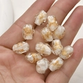 Handmade irregular milky white glass beads with gold foil for DIY jewelry making - Irregular Shape Bead (1#) / 1 Piece (14*10mm) / White