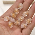 Handheld view of vintage pink irregular glass bead with gold foil for DIY jewelry making - Irregular Bead (2#) / 1 Piece (14*10mm) / Pink