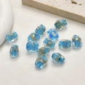 Macro view of blue irregular glass beads with gold foil inclusions for DIY jewelry making - Irregular Bead (4#) / 1 Piece (14*10mm) / Lake Blue