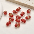 Makroaufnahme von roten Glasperlen mit Goldfolie für DIY-Schmuckherstellung - Unregelmäßige Perle (6#) / 1 Stück (14*10mm) / Rot