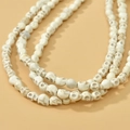 Collier à trois rangs de perles tête de mort en turquoise blanche avec textures - Style de Crâne (9#)