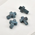Deep blue marble pattern cross pendants for DIY jewelry making set of four - New #15 Sea Blue Cross [1 Piece] Dyed Approx. 26.4*17.8mm (texture Color Depth Random)