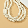 Collier bohème à trois rangs en perles de turquoise blanche avec textures naturelles brunes - Style Irrégulier (14#)