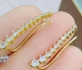 Crawler earrings with gold finish and rows of round cubic zirconia in a graduated design - Small / Small-Gold