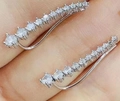 Silver ear crawler earrings with gradient rows of sparkling round cubic zirconia stones - Small / Small-Platinum Color