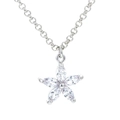 Minimalist silver flower necklace with marquise-cut zircon petals on a classic link chain - Silver