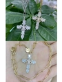 Hip hop cross pendant necklace with eye design and teardrop zircons in gold and silver - Style 2 / Gold