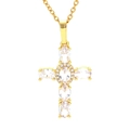 Hip hop gold cross necklace for men featuring micro-paved oval cubic zirconia stones - Gold