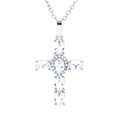 Hip hop style cross pendant necklace with micro-pave white cubic zirconia in silver finish - Silver