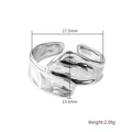 Adjustable silver stainless steel ring with geometric lava ripple texture and size details - US 9 / Irregular Wave Style (STR25151-ST) / Silver