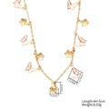 Pink butterfly and plum flower gold necklace for women with 44+5cm length and 8.03g weight - Pink Butterfly Plum Blossom Necklace