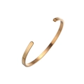 Macro shot of rose gold open C-shape bangle with detailed brushed metal finish texture - 4mm Gold