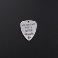 Engraved stainless steel guitar pick keychain for grandpa with music heart logo - we couldn't pick a better grandpa(AL186)