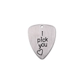 Colgante de púa de guitarra en acero inoxidable cepillado con grabado i pick you - Estilo I Pick You Hole (AL194)