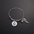Silbernes Titanstahl-Armband verstellbar mit G-Buchstaben, Feder und Kristallanhänger - Stil G