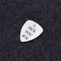 Plettro per chitarra in acciaio inox argento con incisione I PICK YOU DAD su feltro - Argento