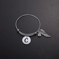 Silbernes Edelstahl-Armband mit Buchstabe C, Kristall- und Flügel-Anhänger - Stil C