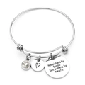 Bracciale regolabile in acciaio argento con incisione per sorelle e ciondoli a cuore - Bianco Chiaro (Aprile)