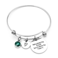 Bracciale regolabile in acciaio con cristallo verde e incisione 'Sisters by heart' - Verde Smeraldo (Maggio)