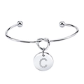 Bracciale a schiava in argento con nodo e pendente lettera C in acciaio inossidabile - Stile Lettera C (C)