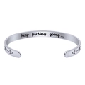 6mm silver brushed stainless steel C-shaped cuff bracelet with arrow symbols - C-Shape (B820) / Silver