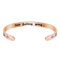 Brushed rose gold C-shaped arrow cuff bracelet with inspirational engraved inner band - C-Shape (B820) / Rose Gold