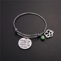 Bracciale sorella argento con simbolo infinito, pietra verde e incisione speciale - Agosto