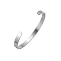 Minimalist open bangle in brushed silver stainless steel with polished edges - 6MM-Steel Color