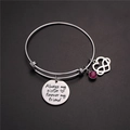 Bracciale in acciaio inox argento con pietra rosa e ciondolo a cuore inciso per sorelle - Ottobre