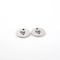 Double-sided polished stainless steel round tag with engraved black heart pattern - Heart (AL85)