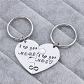 Portachiavi a cuore incastrabili con incisione I Love You More e Most - Coppia di Cuori Puzzle Argento