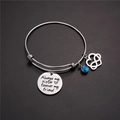 Bracciale sorella in argento con pietra portafortuna blu e ciondolo inciso - Dicembre