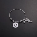 Silbernes Armband aus Titanstahl mit Engelsflügel, Zirkon und runden Anhängern - Stil O