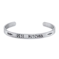 Bracelet jonc plat 6mm en acier inoxydable avec gravure Best Bitches et flèches - Best Bitches (B837) / Argent