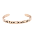 Bracciale rigido in acciaio inossidabile oro rosa con incisione 'I am Enough' e frecce - Oro rosa