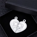 Creative heart-shaped puzzle pendant necklaces for couples in a premium black jewelry box - Couples Heart Puzzle (Silver) (AL350)