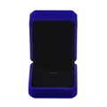 Blue velvet jewelry box with black interior lining for rings and necklaces - Medium Necklace Box