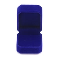 Elegant navy blue octagonal velvet jewelry box with single ring slot and flip lid - Small Ring Box