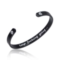 Bracelet jonc noir en acier inoxydable avec gravure Keep Fucking Going et Arbre de Vie - Arbre de Vie Gravure Extérieure (B852) / Noir